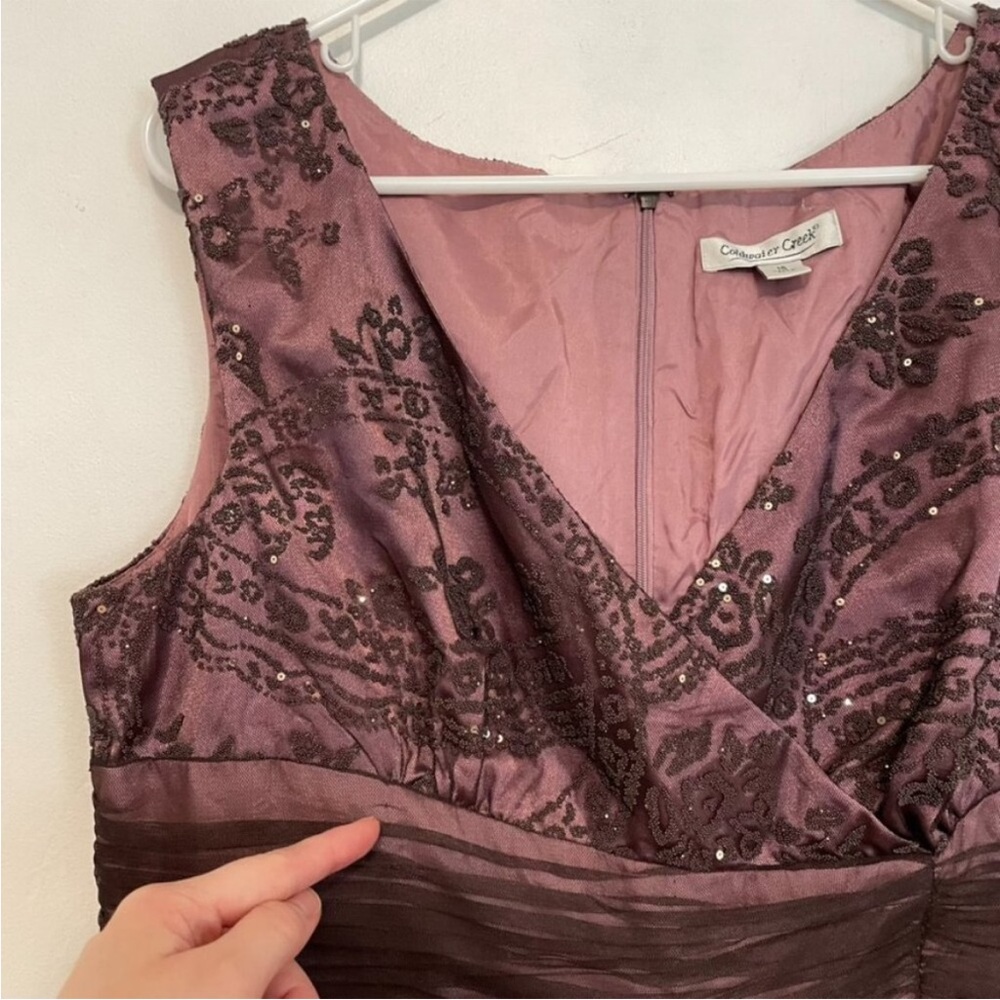 COLDWATER CREEK Purple Plum Mauve Beaded Sequin Embellished Dress - Picture 5 of 14